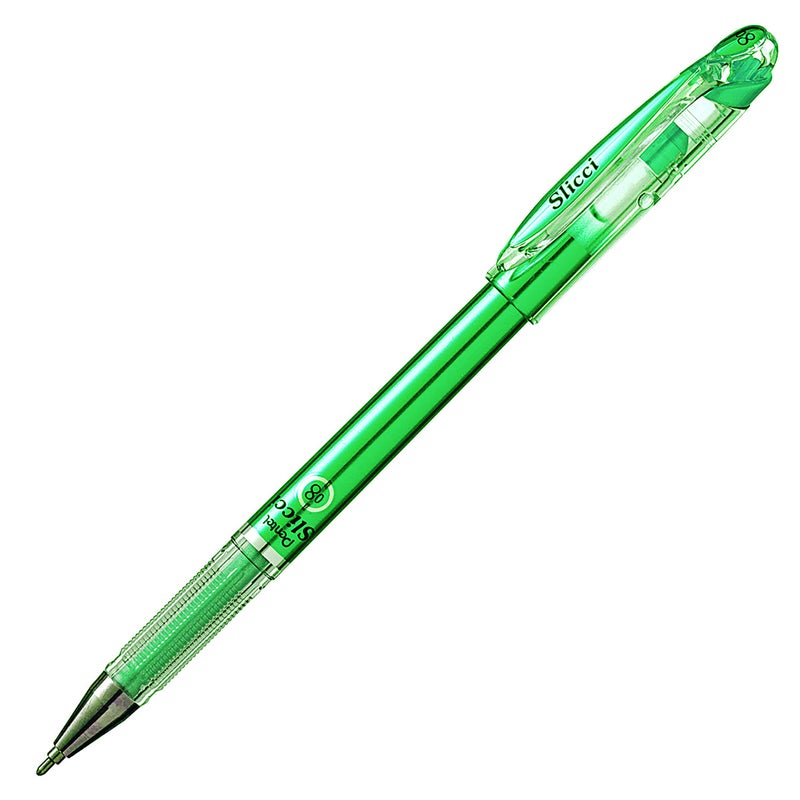 بنتل قلم جل برأس إبرة 0.8 مم من Pentel Arts Slicci Metallic، حبر أخضر معدني، صندوق من 12 قطعة (BG208-MD) - Image 3